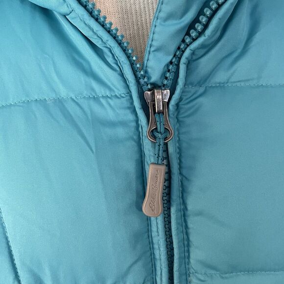 Eddie Bauer Women’s Down Vest Sz XS Turquoise Adjustable Waist Snaps EB650 - Picture 12 of 16